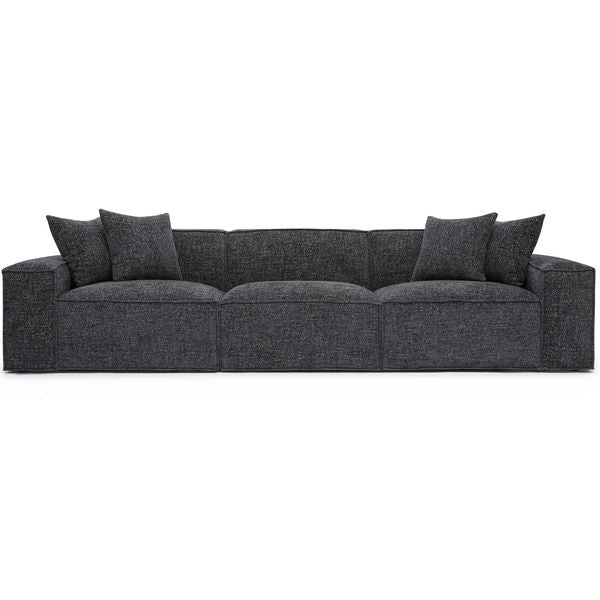 Sofa tapicerowana o ponadczasowym wygladzie z naturalnym charakterem w odcieniu czerni